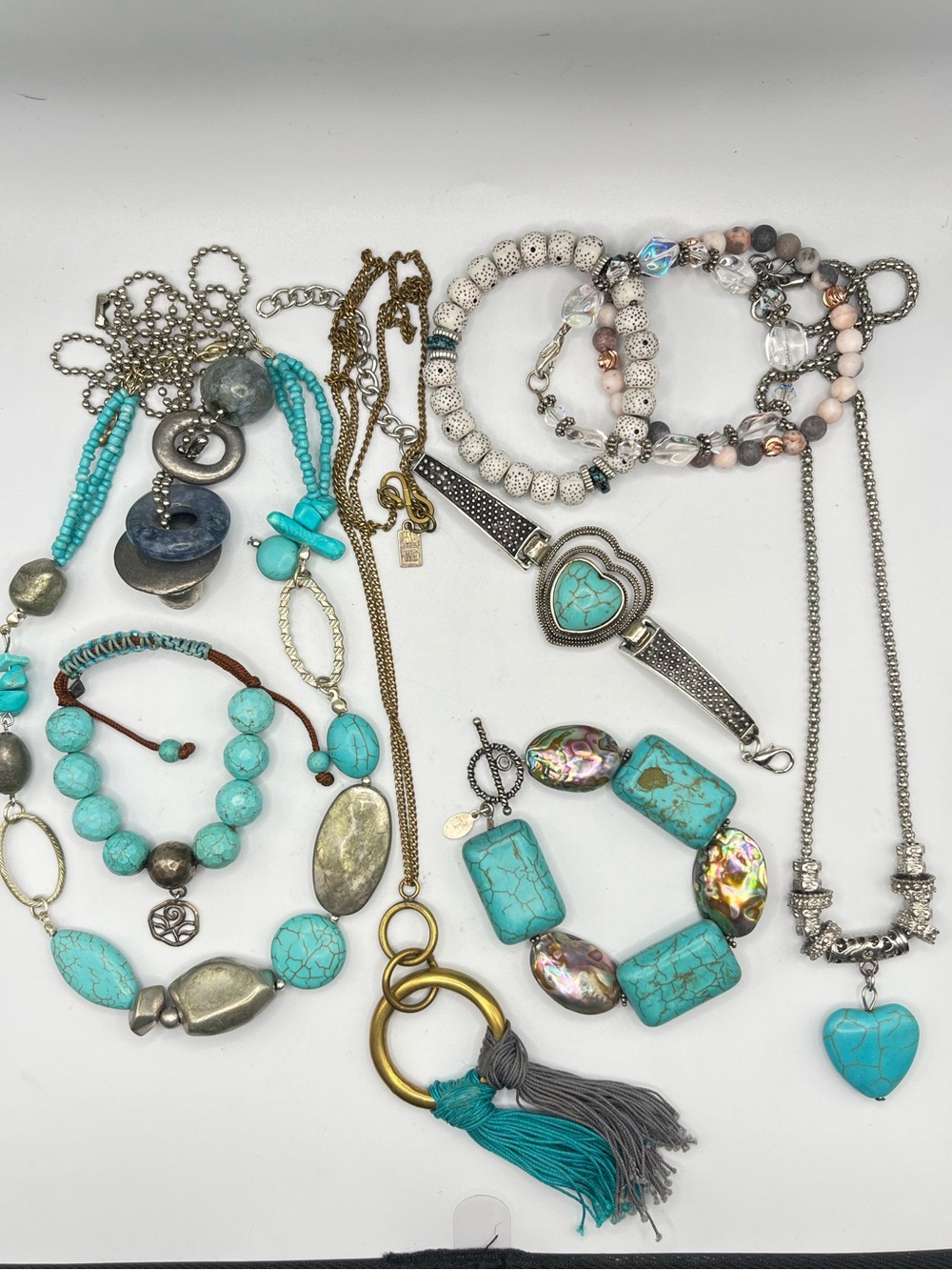 Turquoise Abalone & Faux Turquoise Fashion Jewelry Lot